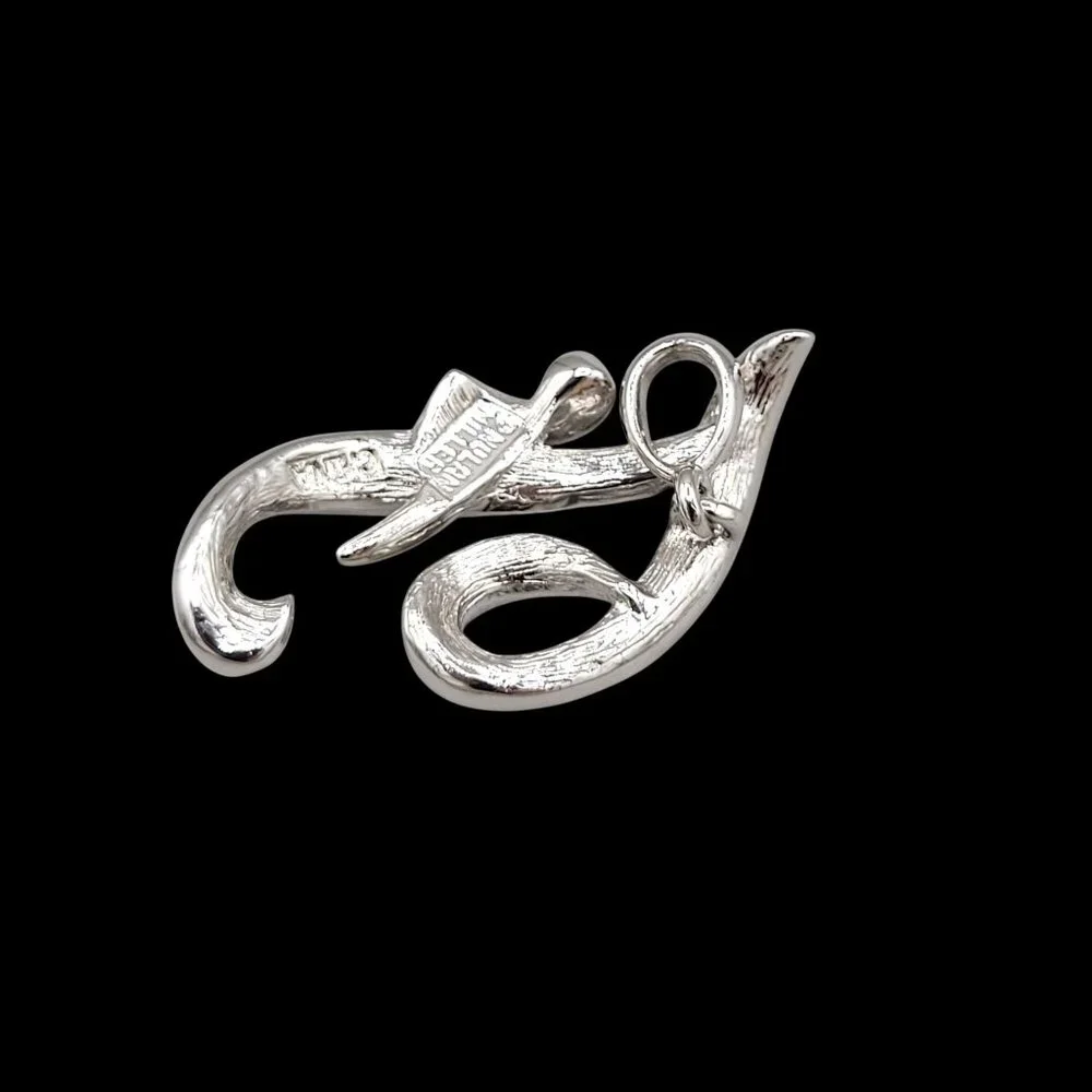 Vintage Nolan Miller Letter F Pendant Cursive Script Pave Set Crystals - Picture 4 of 7